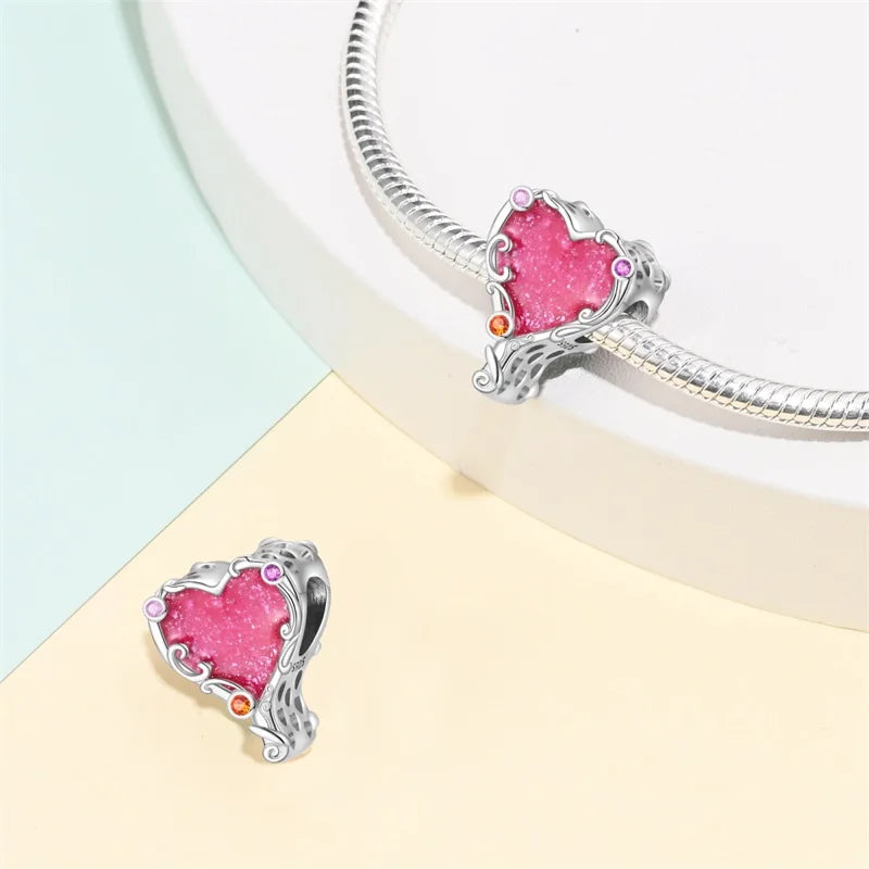 925 Sterling Silver Princess Powder Series Exquisite Daily Bow Sweet Charms Beads Fit Pan Original Bracelets DIY Jewelry
