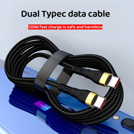 120W USBC To Type C Cable For iPhone 15 series PD Fast Charging USB C Data Cord For Xiaomi OPPO Samsung USB-C Quick Charger Wire