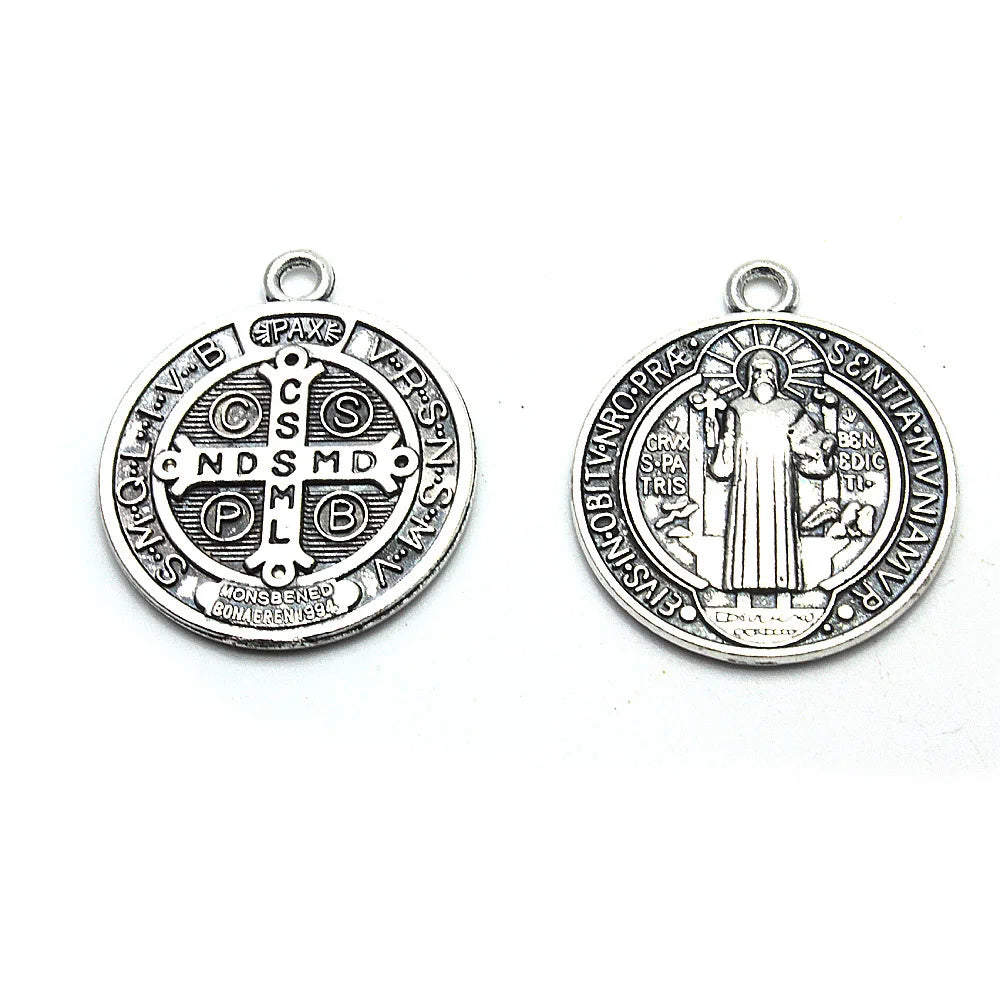 Catholic Saint Benedict Medallion Pendant Necklace Alloy San Benito Collares Choker Necklaces Creativity Gift Wholesale