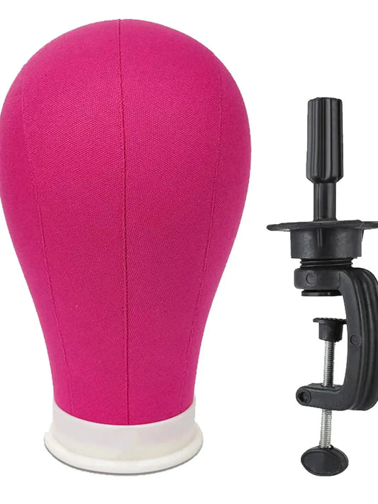 22 Inch Rose Red Mannequin Head With Stand Canvas Head Wig Model With Mount Hole For DlY Wig Making