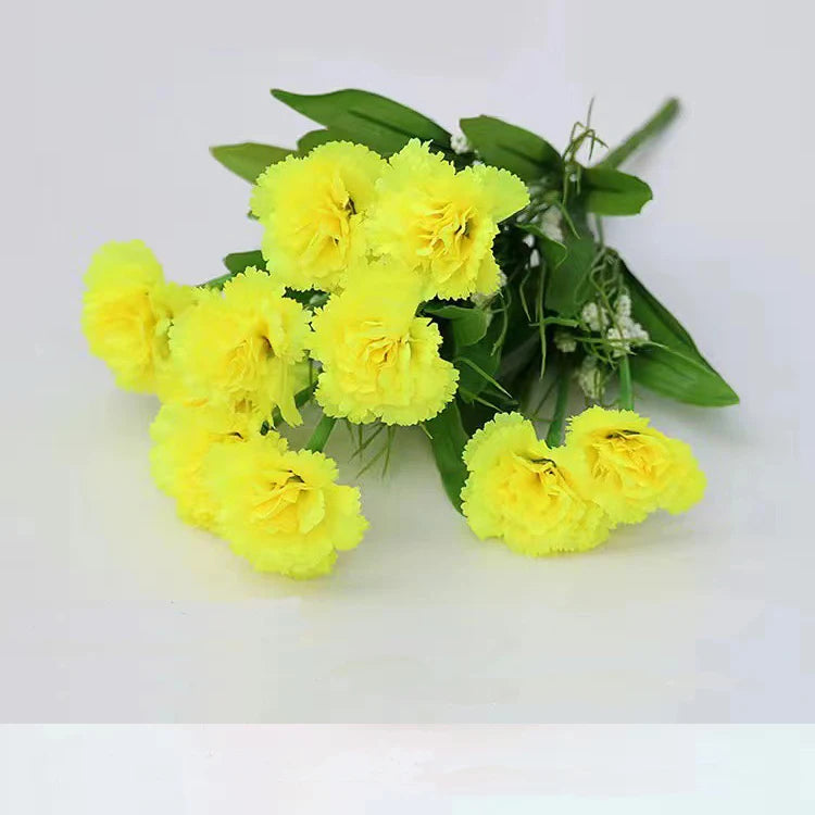 1 Bouquet Carnation Silk Artificial Flowers Fake Plants Party Garden  Wedding Decor Mother's Day Gift Home Room Decoration