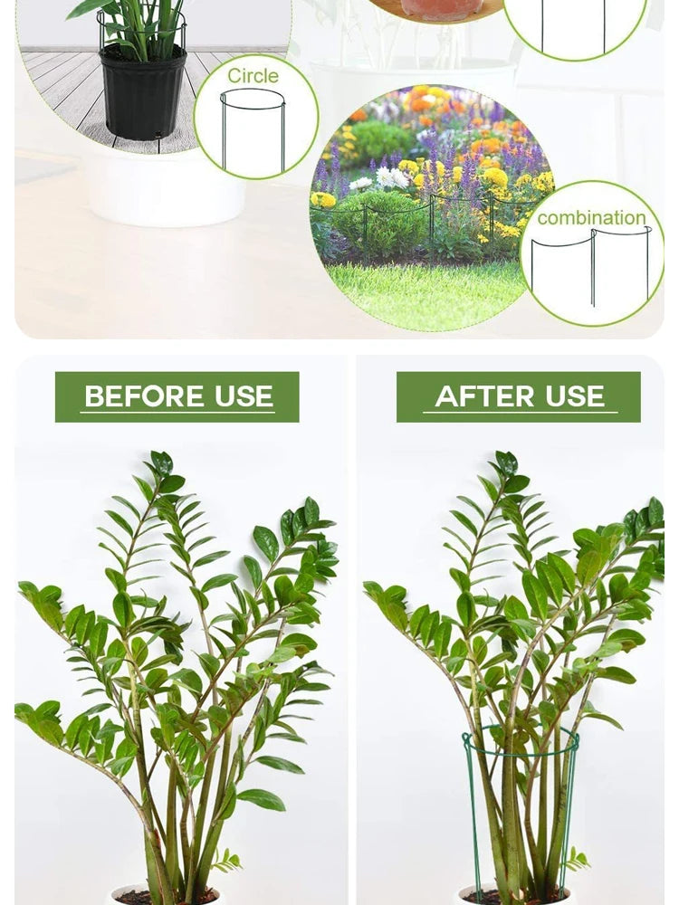 6pcs Tall Plant Support Stakes Metal Half Round Garden Plant Cage And Support Green Plant Support Ring Border For Flower Indoor