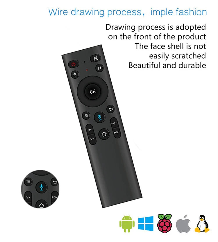 2.4G Wireless Voice Remote Control Gyroscope Controller with USB Receiver Q5 Air Mouse Remote for Projector Smart TV Android Box
