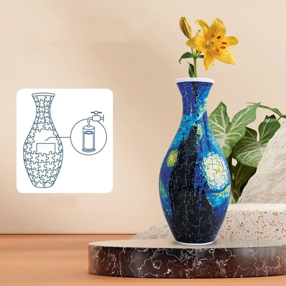 160 Curved Plastic Puzzle 3D Puzzlef Flower Vase Flower Arrangements DIY Arts 3D Art Puzzle Vase Housewarming Gift Puzzle Kit