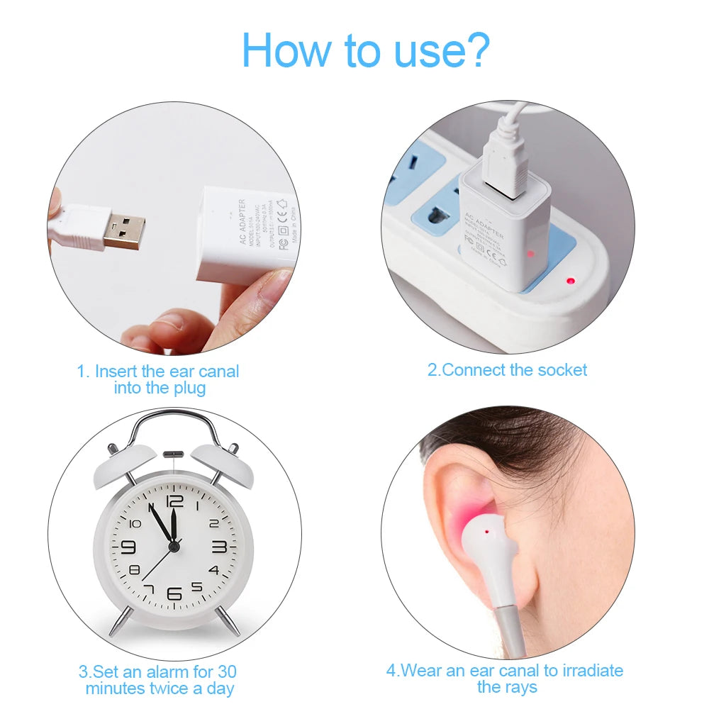 650nm LLLT Laser Therapy Rhinitis Sinusitis Tinnitus Ear Irradiation Laser Physiotherapy Earplug Otitis Media Deafness Treatment