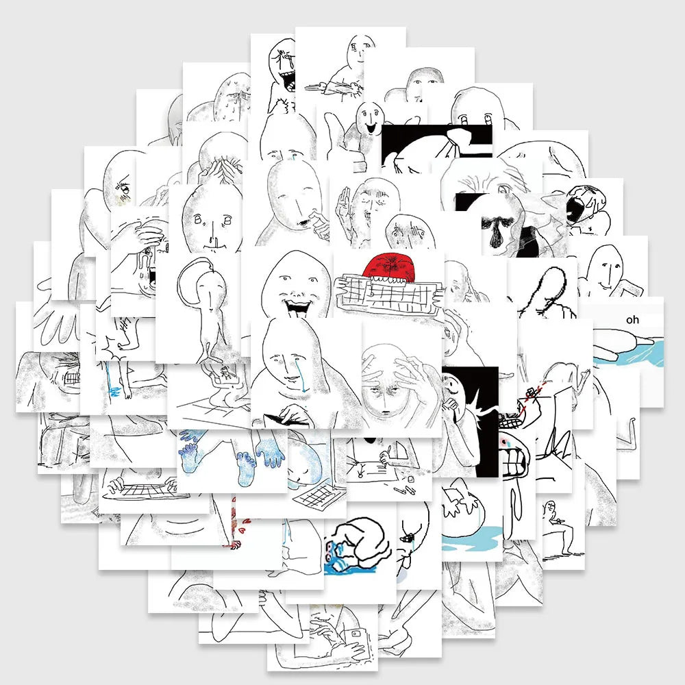 62PCS Emotional breakdown Mental state meme sticker funny sticker Scrapbook DIY Child Phone Stationery Supply for Kid