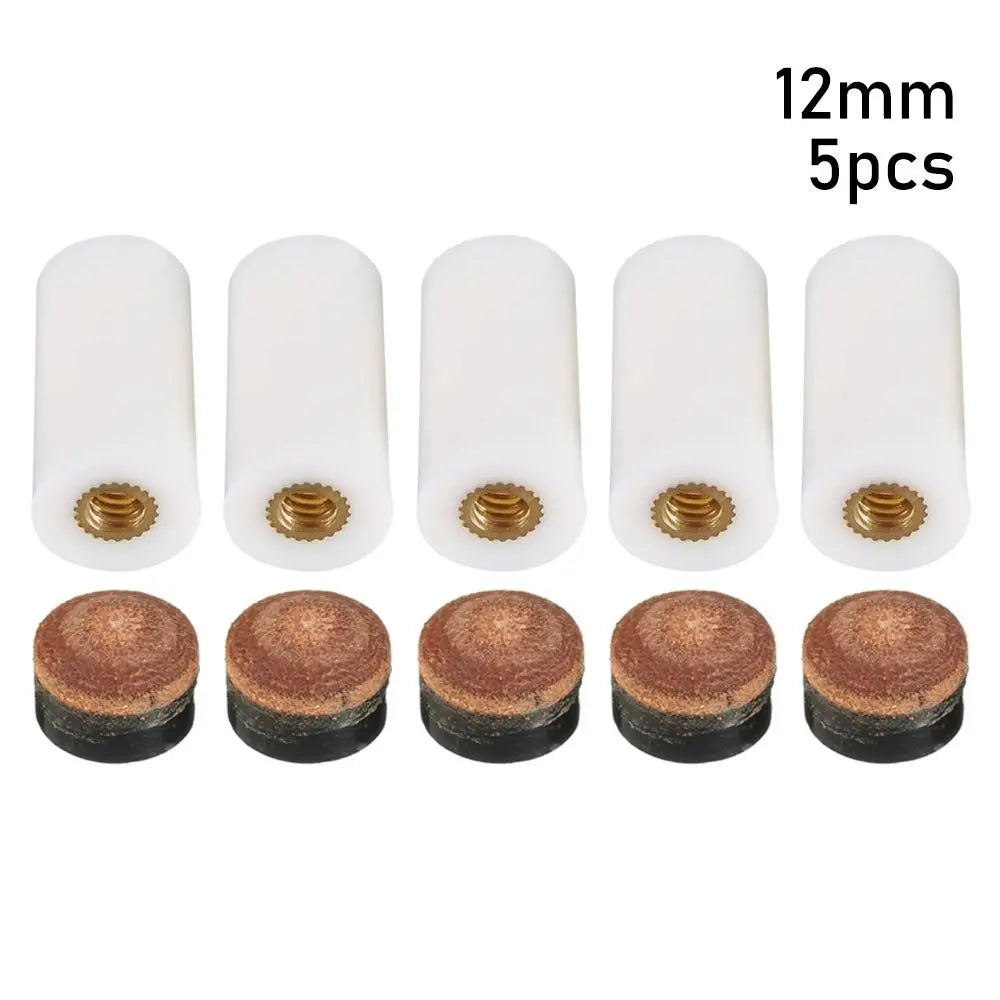 5Pcs/Pack 10/11/12/13mm Billiard Replacement Set Pool Cue Tips Pool Billiard Cue Stick Ferrules Screw-On Tips for Snooker