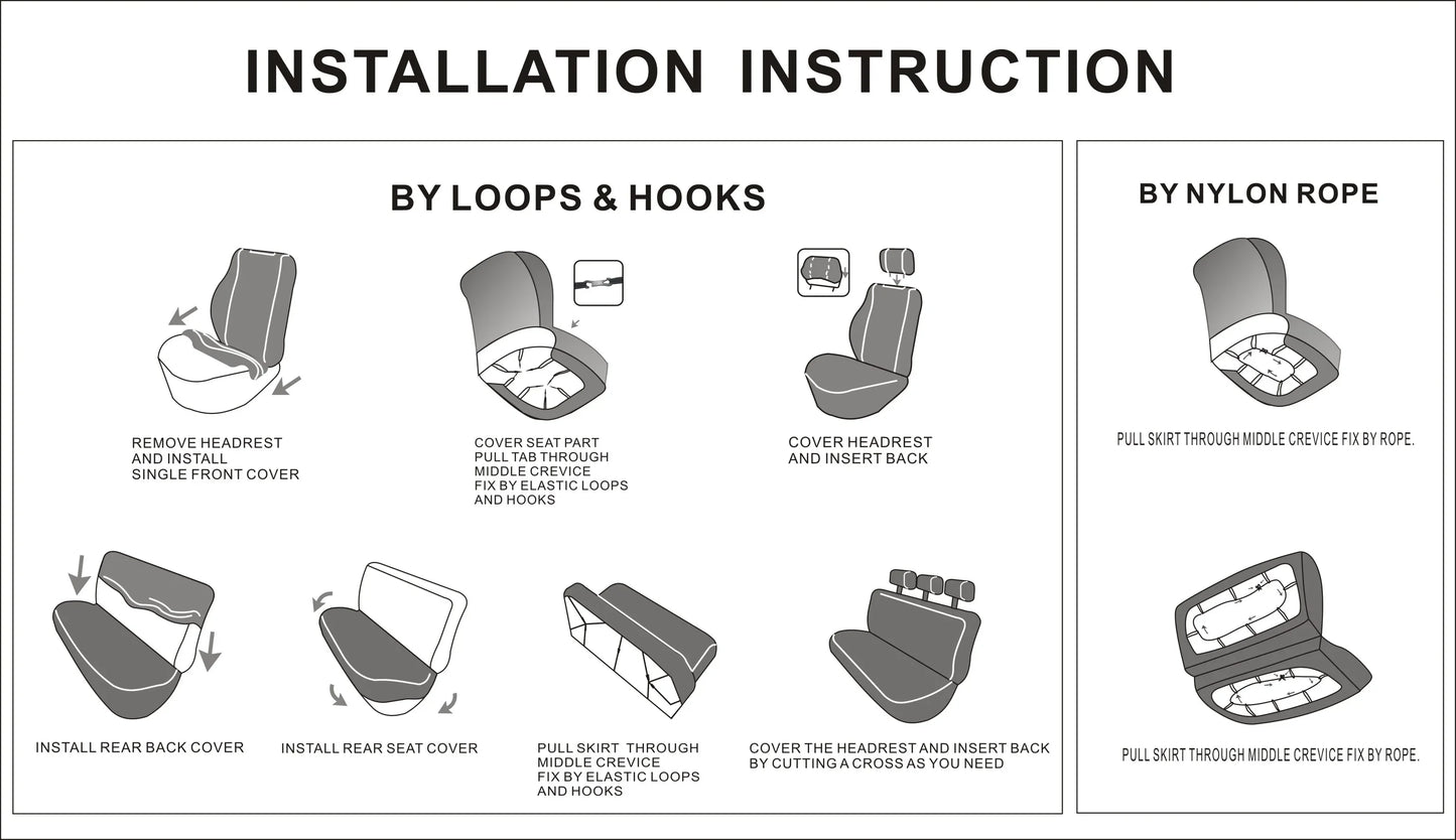 AUTO HIGH Embroidery Car Seat Covers Polyester Universal Fit Most Cars Truck SUV Van Protector - Front Pair