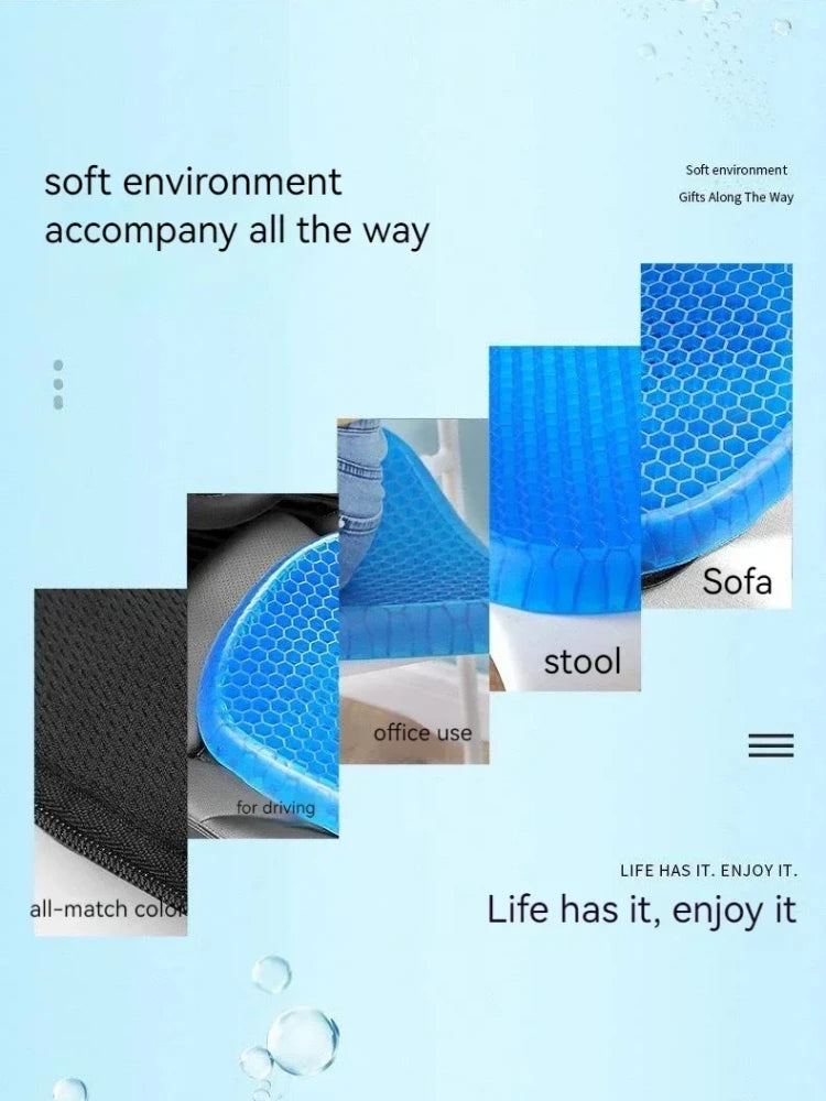 Car Gel Seat Cushion 3D Honeycomb Cool Breathable Cool Seat Cushion Car Home Office Chair Seat Cushion Car Upholstery