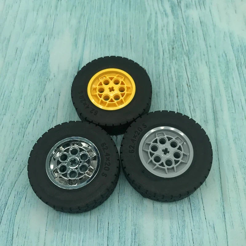 4Pcs/Lot Technical EV3 Wheel 62.4x20mm Tyres MOC 32019 32020/86652 Parts Building Block 42009 Crane Wheels DIY Spare Bricks Toys