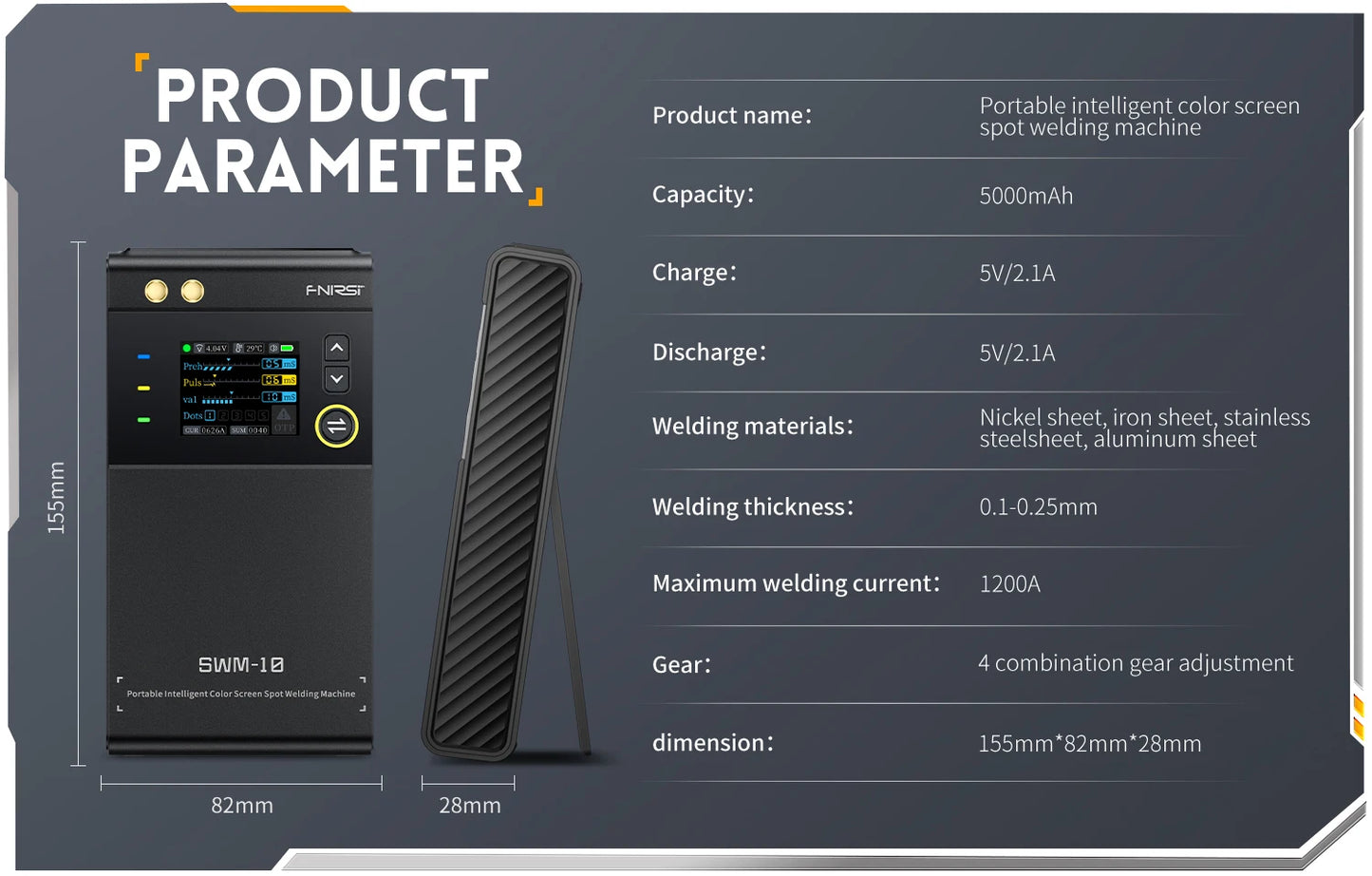FNIRSI SWM-10 Portable Battery Spot Welder DIY Mini Welding Machine 18650 Battery Pack Welding Tool 5000mah Weldable 0.25mm