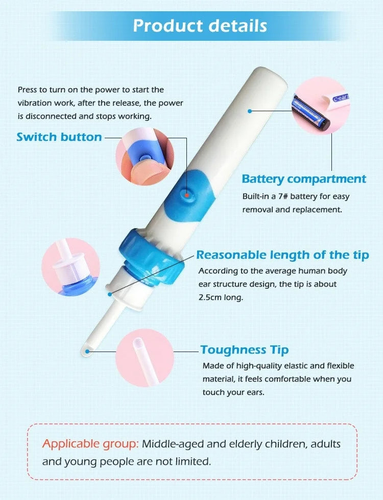 Electric Earpick for Children and Adults Electric Earpick for Earwax Ear Cleaner Earpick for Children