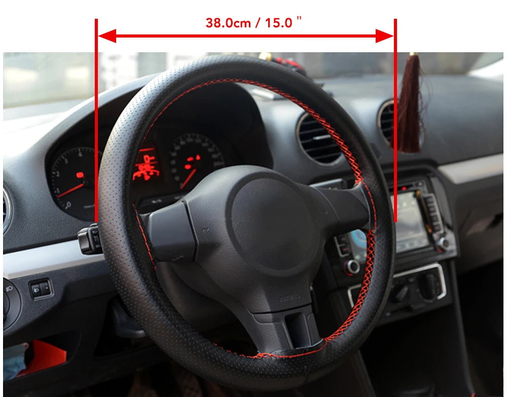38cm Non-Slip leather Car Steering Wheel Cover For Dacia Duster Dokker Logan Lodgy MCV 2019 Sandero Stepway