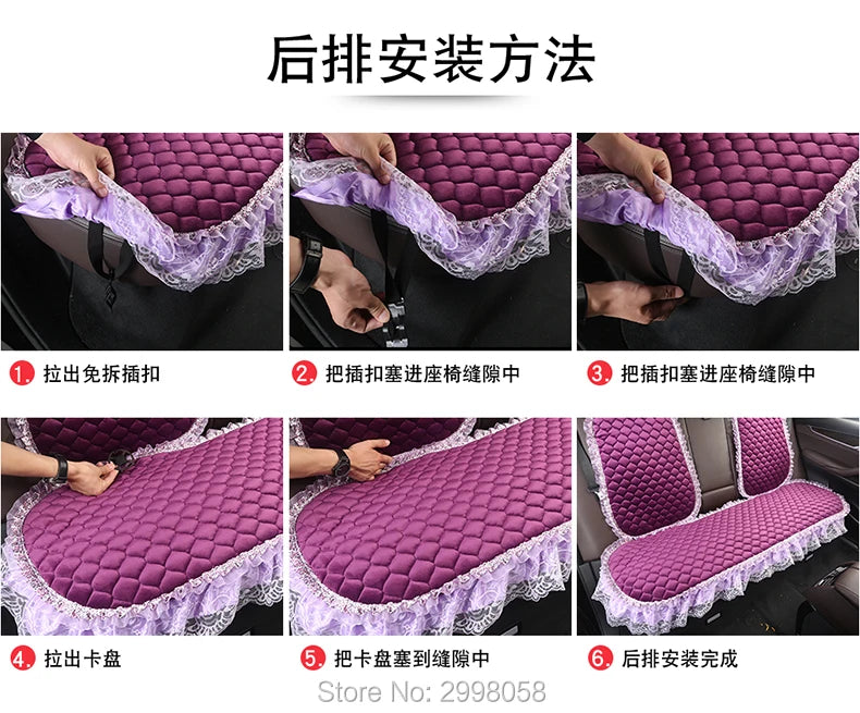 Winter Warm Plush Car Seat Cover Velvet Lace Seat Cushion Pad Auto Chair Car Seat Protector For Lady Girl Women