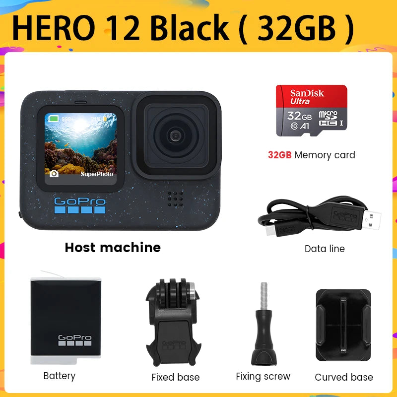 GoPro HERO 12 Black Action Camera HyperSmooth6.0 5.3K60fps Video 27MP Go Pro12 helmet Sport Camera