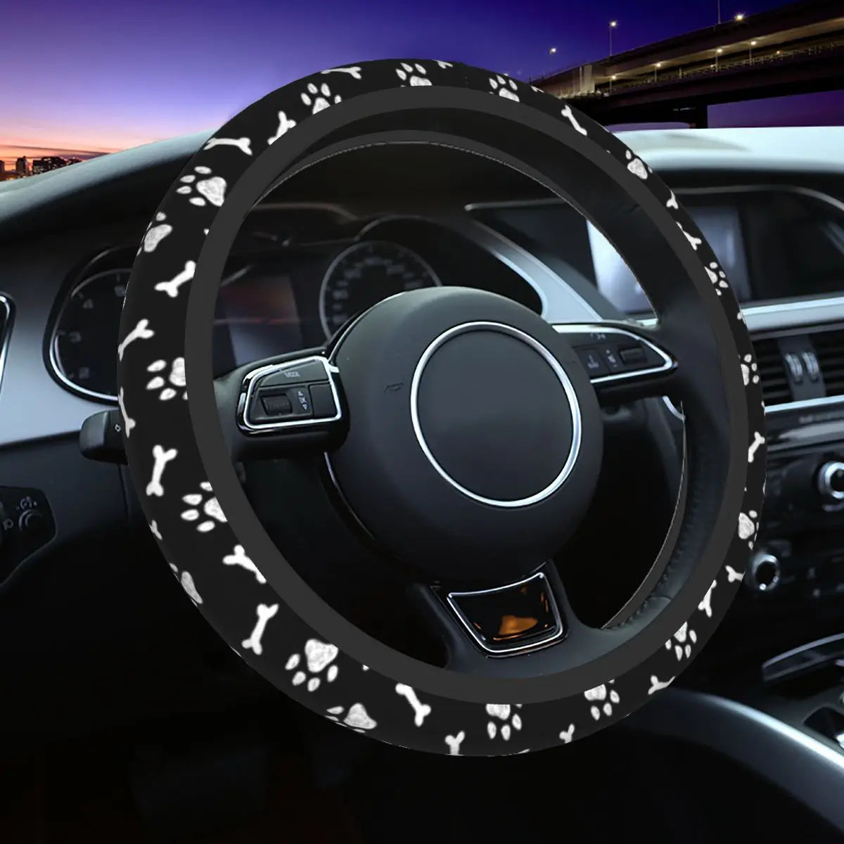 38CM Steering Wheel Cover Car Steering Wheel Cover For Women Flowers Footprint Anti-Slip Funda Volante Car Interior Accessories