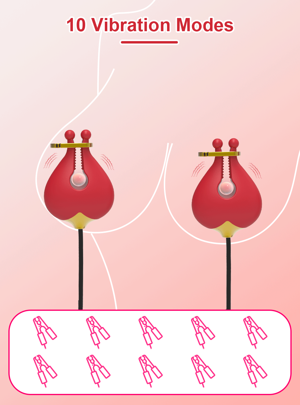G Spot Vibrator for Women with Nipple Clamps Breast Clips Nipple Clitoral Stimulation Wired Adult Goods Sex Toy for Couple