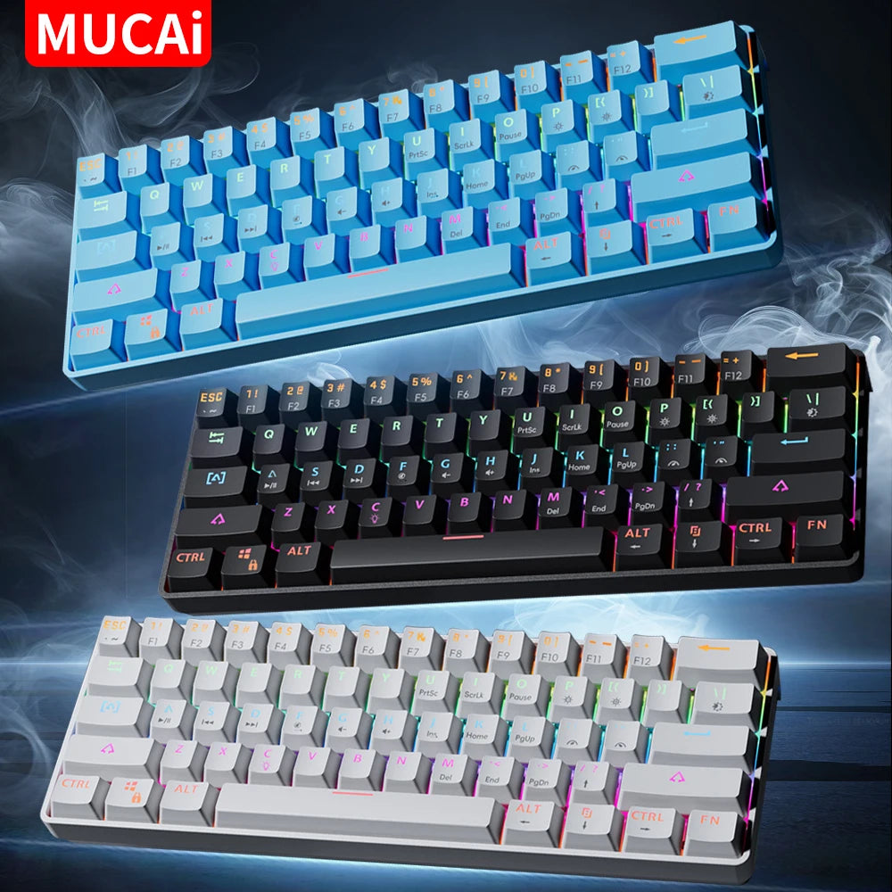 MUCAI 61USB Wired Mechanical Keyboard Red Axis 61 Keys Hot Swappable Interface RGB Lighting Compact Practical Design