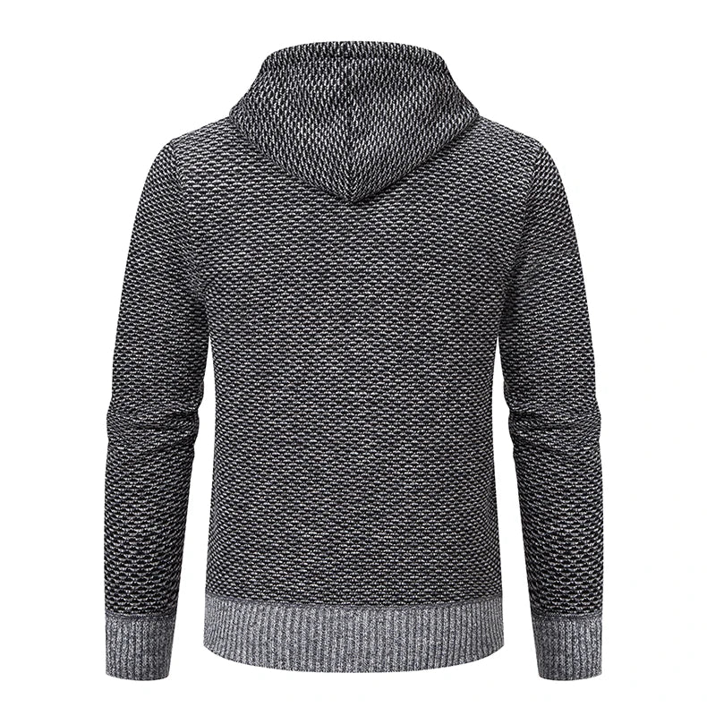 Men's trend in autumn and winter 2023 new plus velvet padded knit cardigan sweater coat