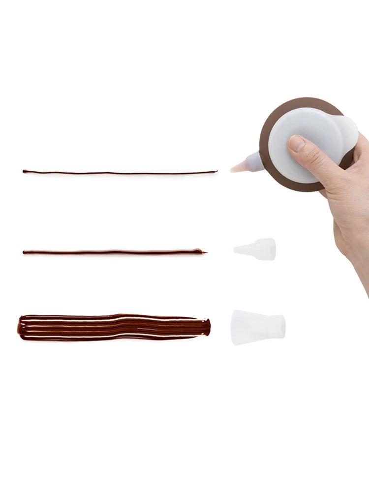 Silicone Macaron Decorating Pot Set, Chocolate Jam Extruder, With 5 Decorating Mouth, Suitable For Macron, Cake Baking Supplies