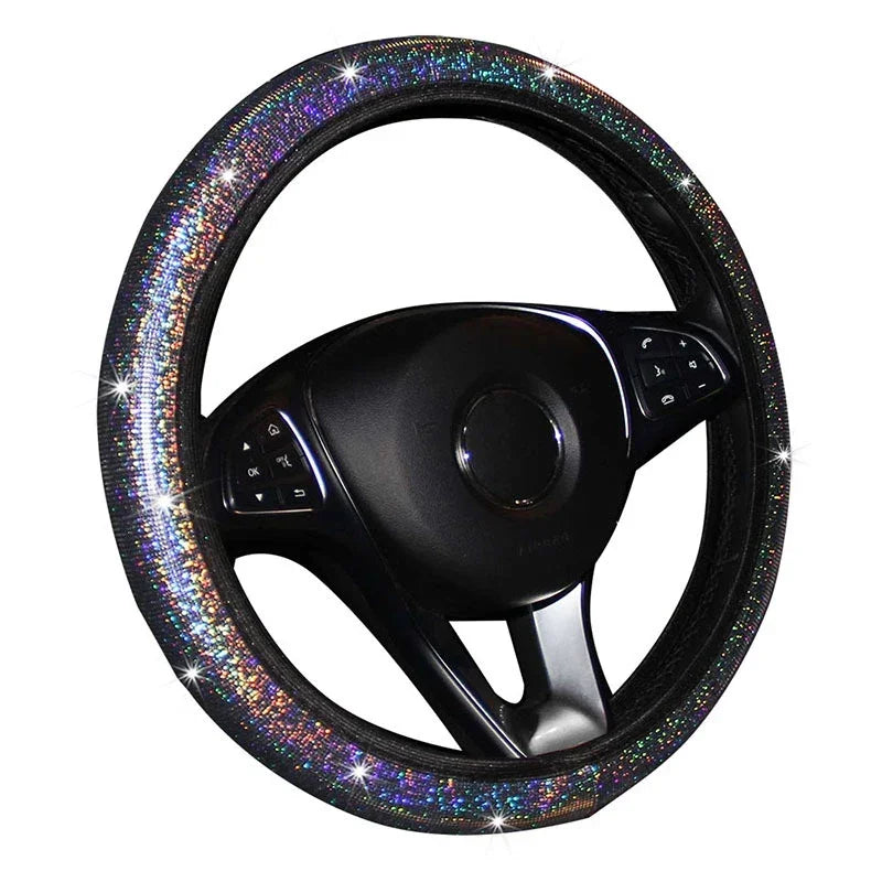Car Steering Wheel Cover Elastic Handle Cover Universal 37/38cm Diamond BlingBling Four Seasons Crystal Woman styling Interior
