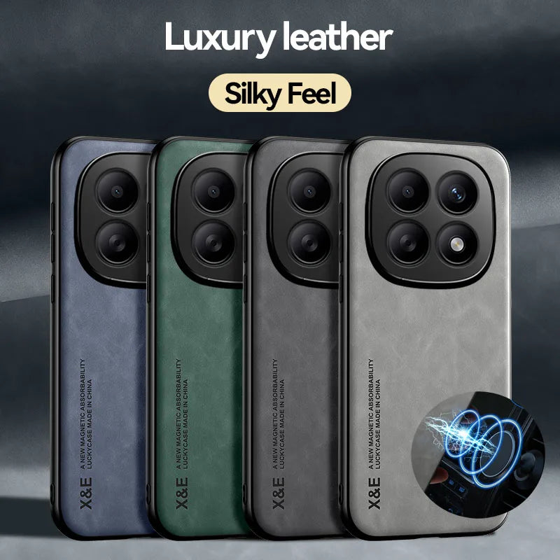 Luxury Leather Case For Redmi Note 15 Pro 5G Pro+ Plus Note 15 Pro 4G Cover With Metal Plate Support Car Hold Capa Fundas