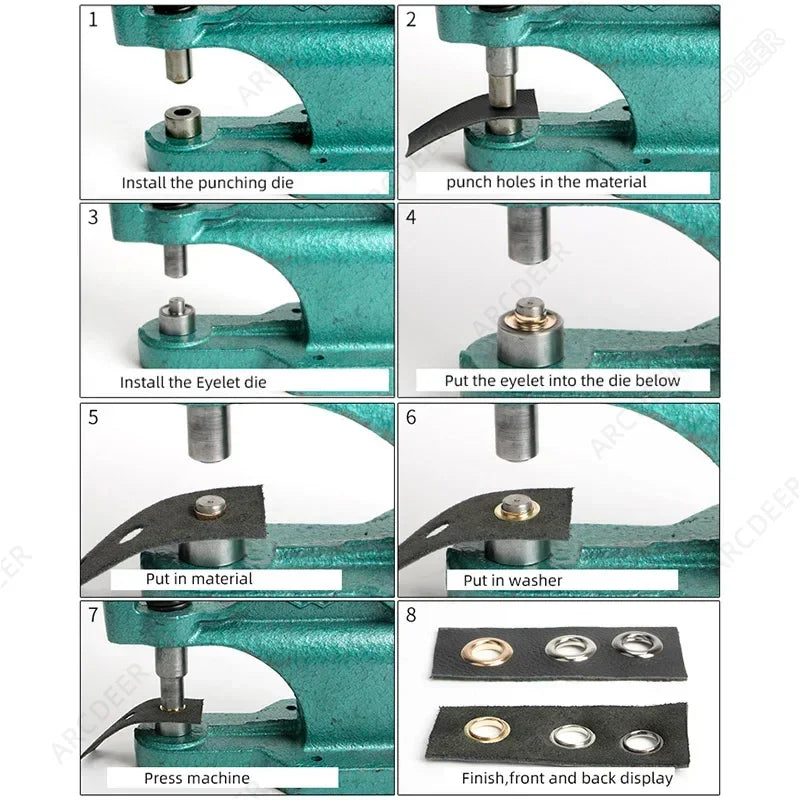 Hand Press Machine Tool for Metal Press Snap Buttons Rivets Installation Dies Tools Eyelets Grommets Leather Crafts Accessories