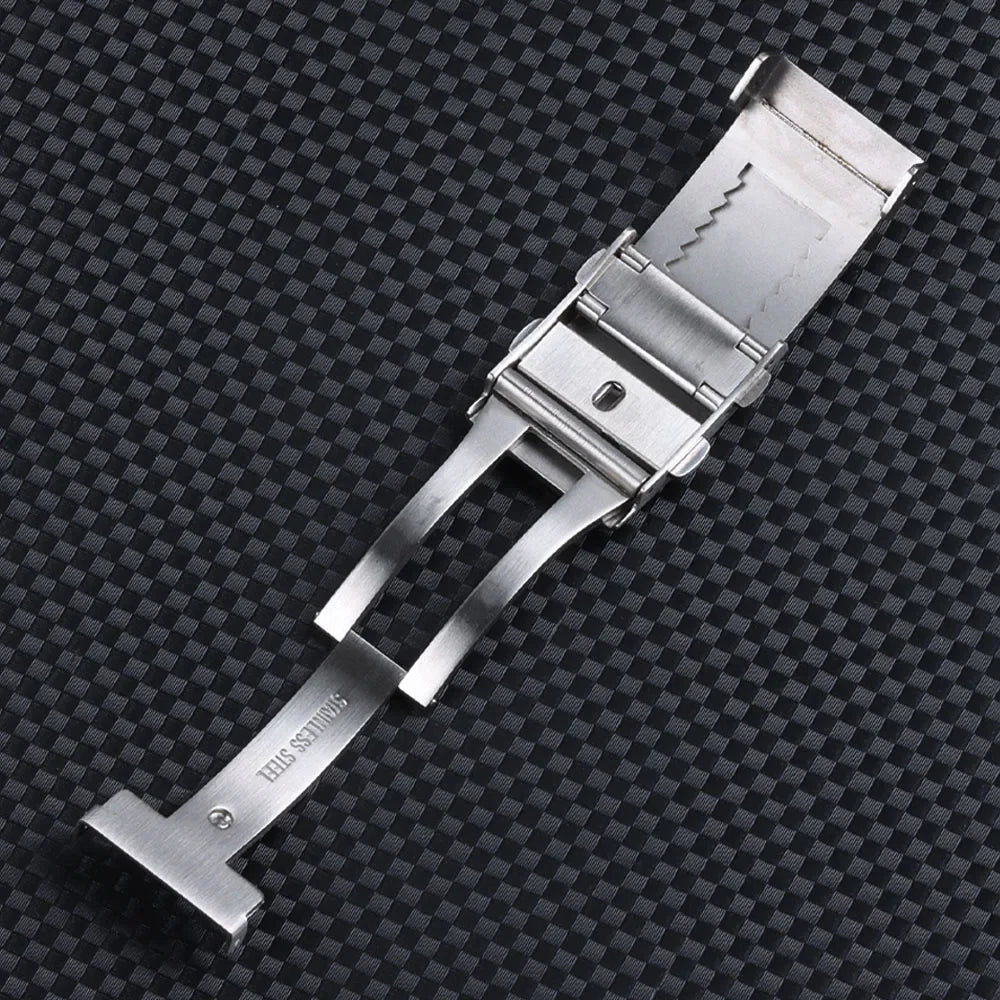316L Stainless Steel Watch Clasp 18mm 20mm 22mm Brushed Silver Folding Safety Milled Clasp Replacement Deployant Watch Buckle