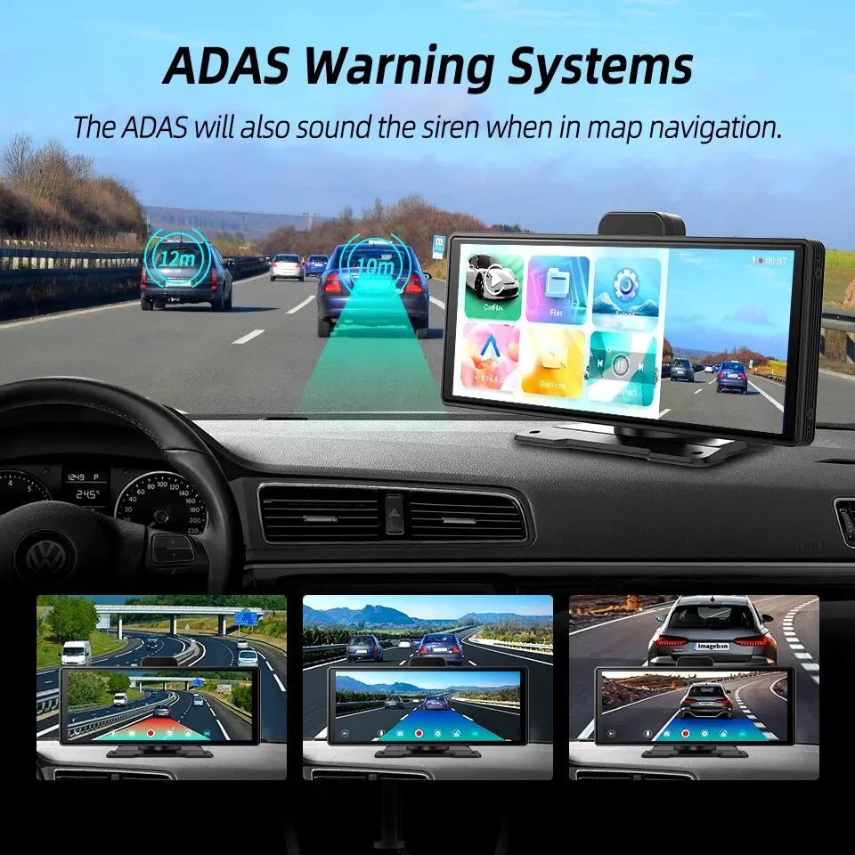 10.26" Imagebon K9 Dash Cam 2K ADAS Wireless CarPlay & Android Auto Car DVR GPS Navigation Siri Voice Control Dual Recording Dvr