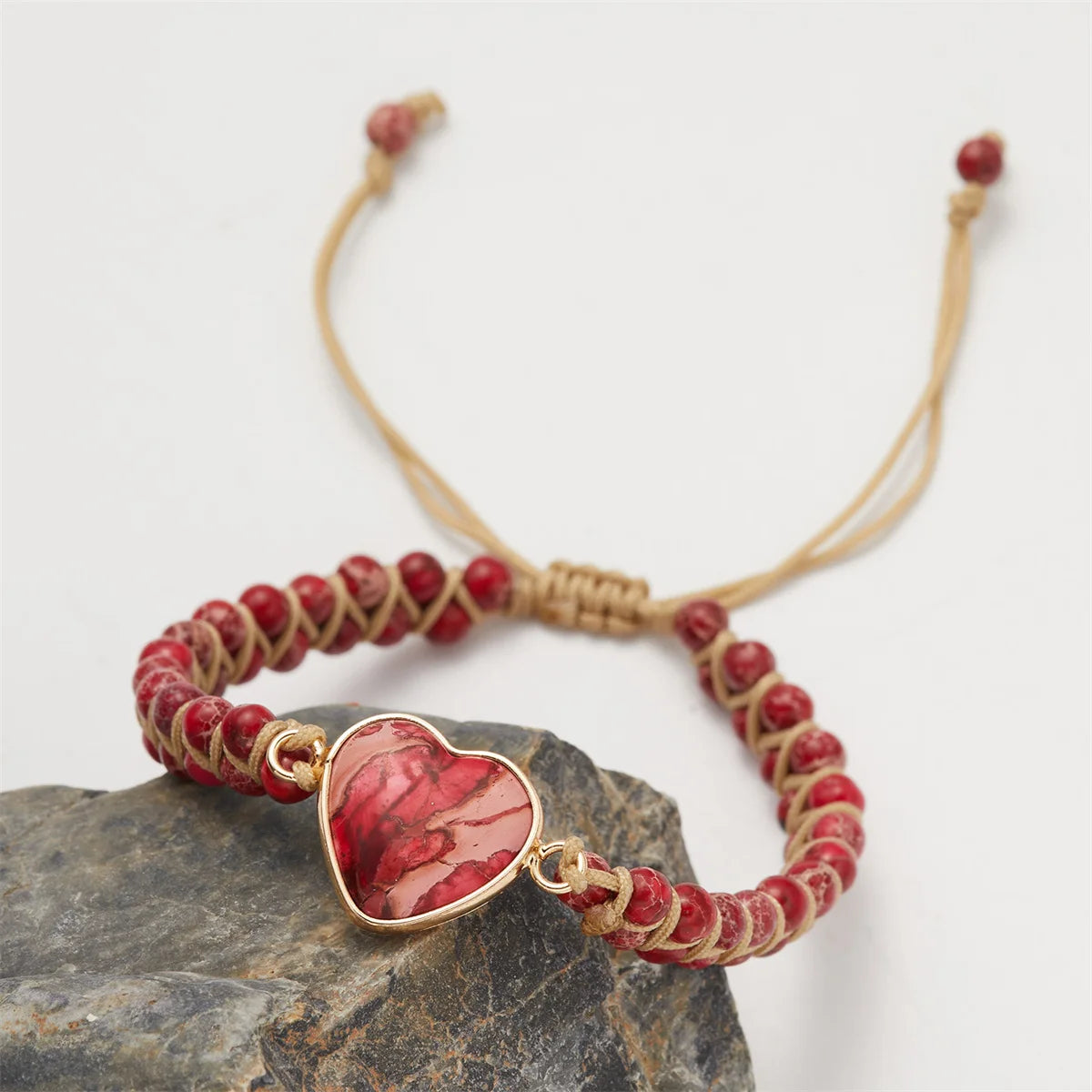 Handmade Natural Stone Bracelet Women Fashion Heart Purple Agates Beads Charm Braided Bracelets Boho Yoga Wrap Bangles Jewelry