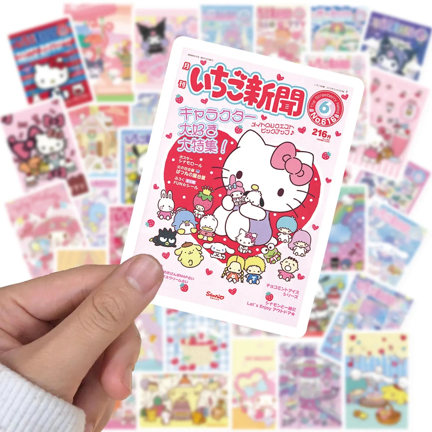 65Pcs Sanrio Hello Kitty Sealing Labels Stickers Aesthetic Decorative Stationery Laptop Cute Cartoon Decals Kids Gift Toys