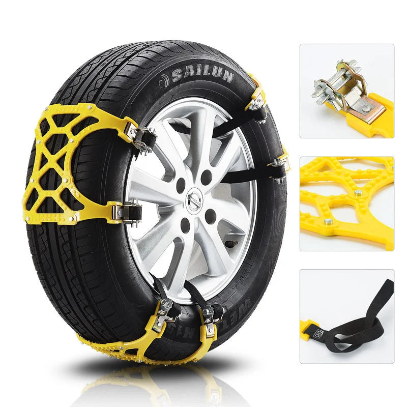 Car Snow Tire Chains Mud Tyre Wheels Thick Anti-Skid Belt For Car/SUV/Truck Portable Easy to Mount Emergency Traction Car