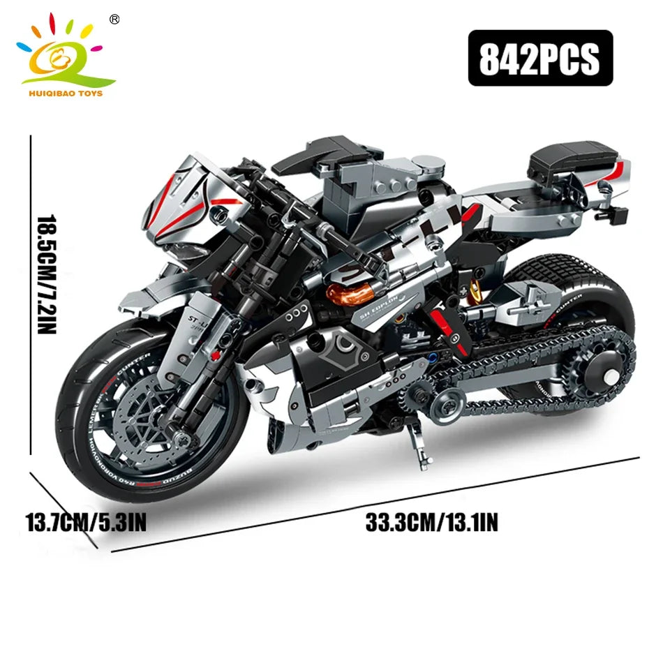 New 800+PCS High-Tech Classic Motorcycle Building Model Block City Racing ModelBuilding Block Set Brick Toys Gifts For Children