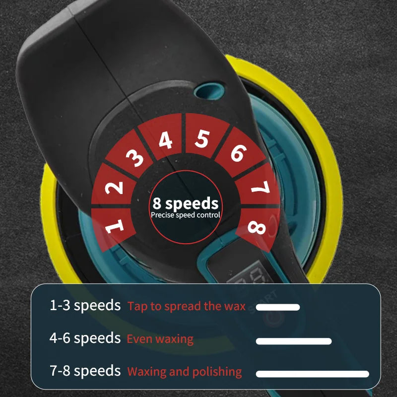 Mamidw Cordless Electric Polisher 8 Gears Digital Display Car Waxing Polishing Machine For Makita 12v pin Power Tools