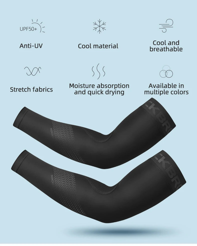 ROCKBROS Ice Fabric Running Camping Arm Warmers Basketball Sleeve Running Arm Sleeve Cycling Sleeves Summer Sports Safety Gear