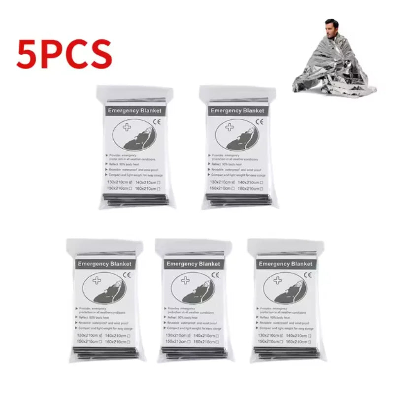 Outdoor Emergency Gold-Sliver Survival Blanket Waterproof First Aid Rescue Curtain Foil Thermal Military Blanket130X210Cm