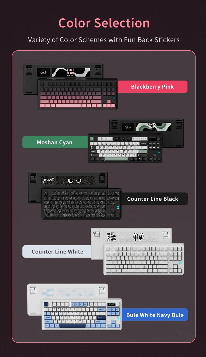 AJAZZ AK870 PLUS wireless three-mode mechanical keyboard hot-swappable screen gaming keyboard 87 keys
