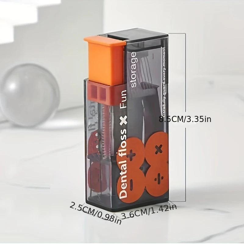 Mecha Wind Mirror Portable Floss Box Auto Pop Up 10pcs Mini Transparent Floss Stick Storage Box Oral Care Floss Organiser