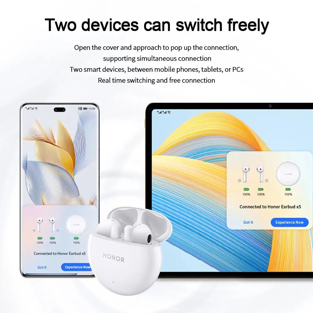 Honor Earbud X5 TWS True Wireless Bluetooth Earphone Call Noise Cancelling Headphone 27 Hour Battery Life Dual Device Connection