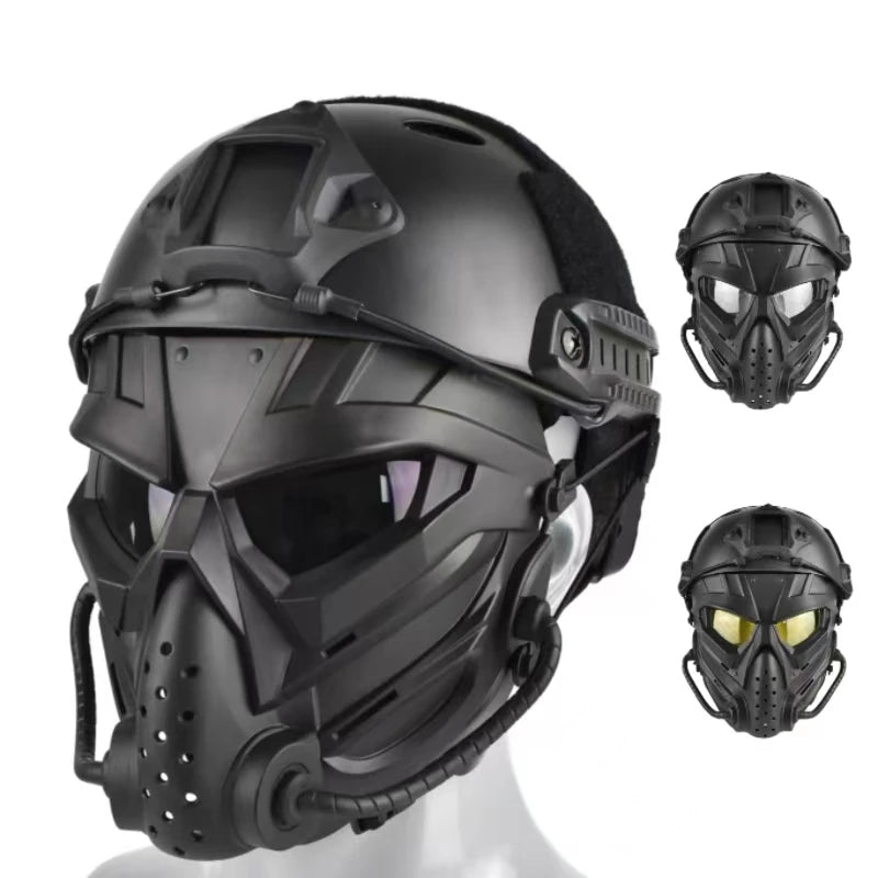 ZLang Tactical Airsoft Helmet With Full Face Mask For Hunting Cos Paintball Shooting Alien Mask and ABS Fast Helmet Protection