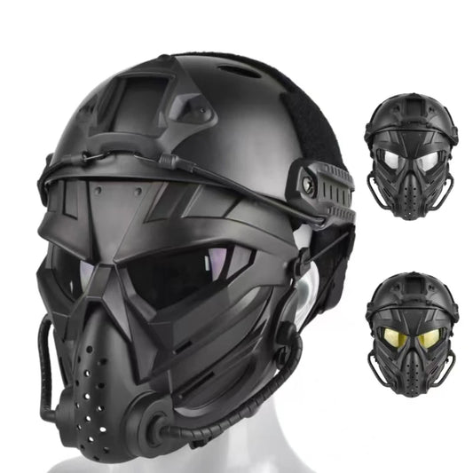ZLang Tactical Airsoft Helmet With Full Face Mask For Hunting Cos Paintball Shooting Alien Mask and ABS Fast Helmet Protection