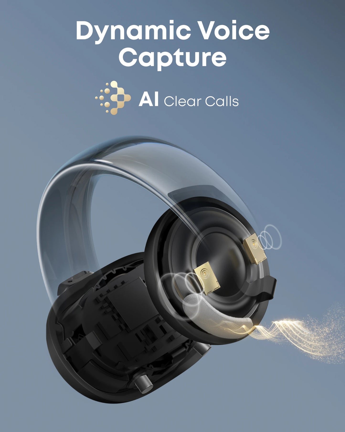 Soundcore AeroClip by Anker Open-Ear Earbuds Clip-On Headphones Adaptive Comfort, Clear Calls with 4 Mics and AI, Stable Fit