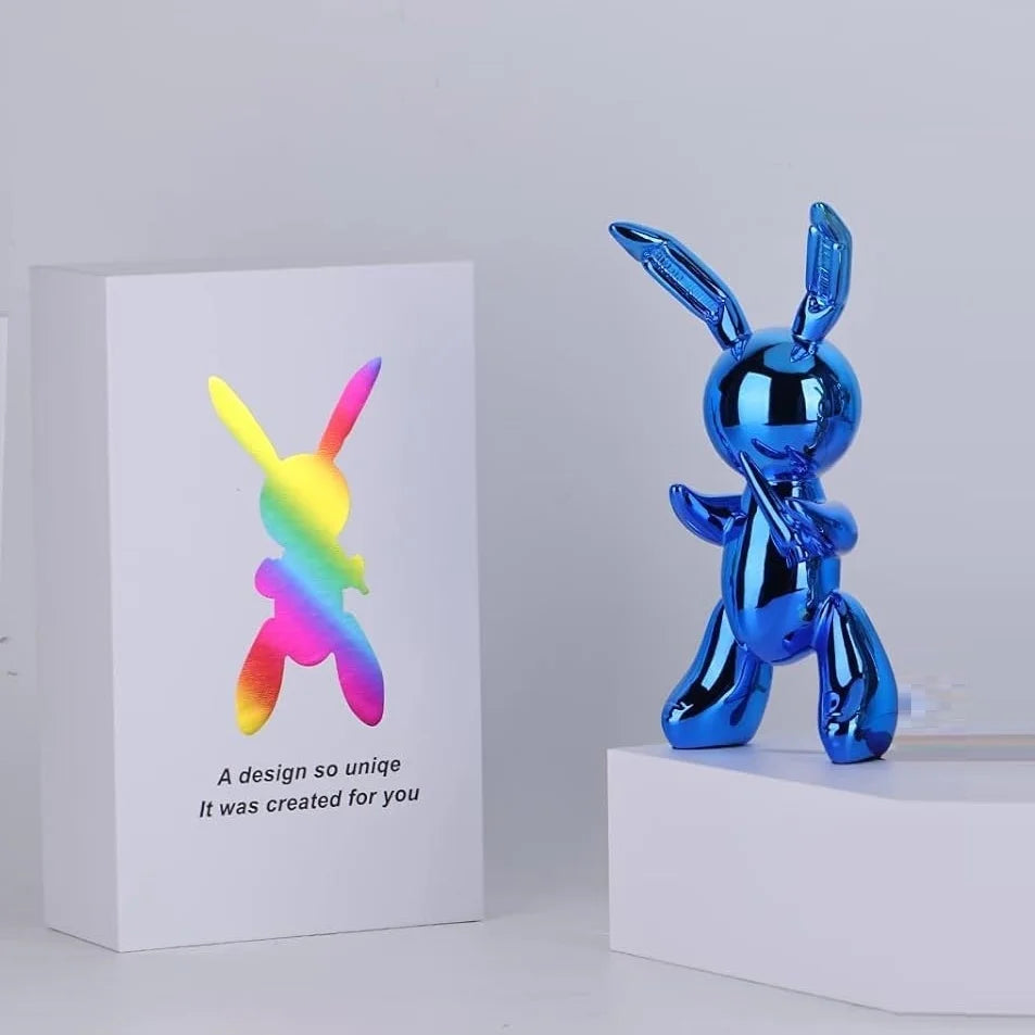 Cute Balloon Rabbit Statue Resin Sculpture Animal Figures Home Decor Modern Nordic Home Decoration Accessories for Living Room
