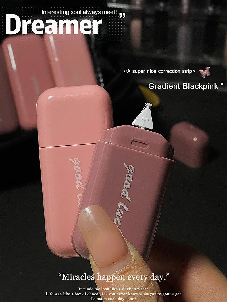 6PC Black Powder Correction Tape Set Simple and Creative Gradient Correction Tape Smooth and Silent Correction Tape for Students