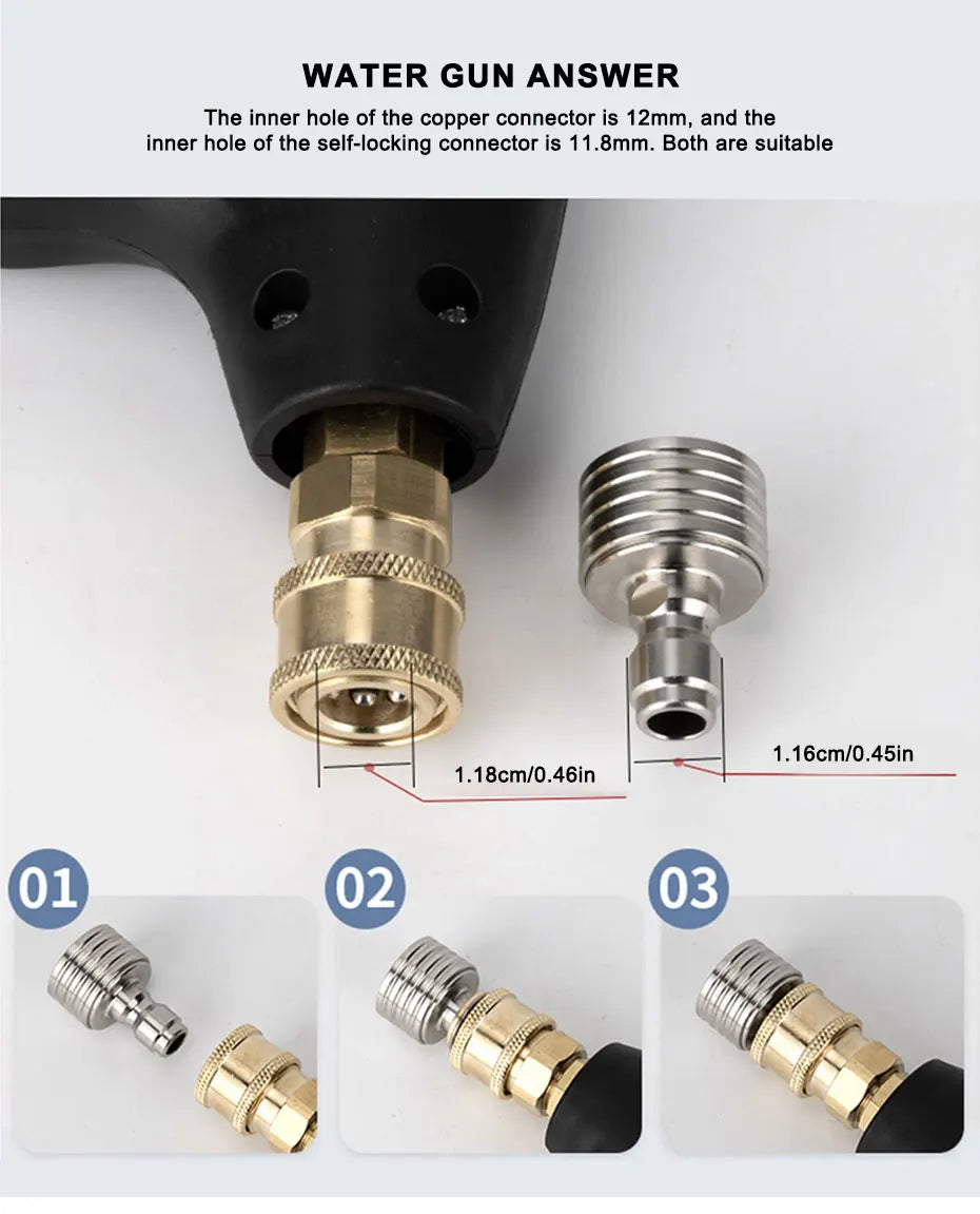 SEAMETAL Stainless Steel Shower Blades High Pressure Water Gun Interface Washing Nozzle 1/4 Quick Connect Car Wash Accessories
