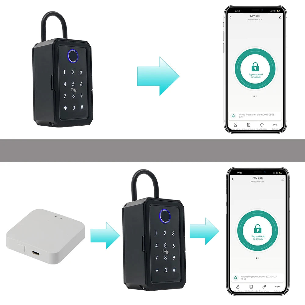 Tuya Smart Key Box Fingerprint Safe Storage Lock Key Digital Security Lockbox Combination Code IC Card Unlock Door Airbnb Rental