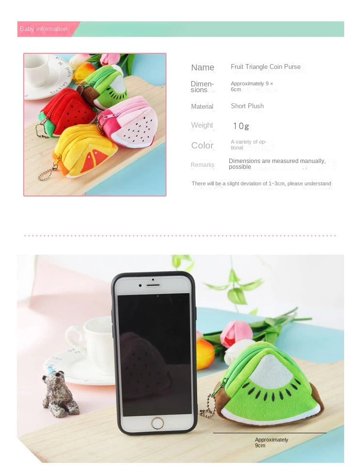 Cartoon Fruit Creative Plush Three-dimensional Coin Wallet Storage Bag School Bag Hanging Children's Holiday Gifts