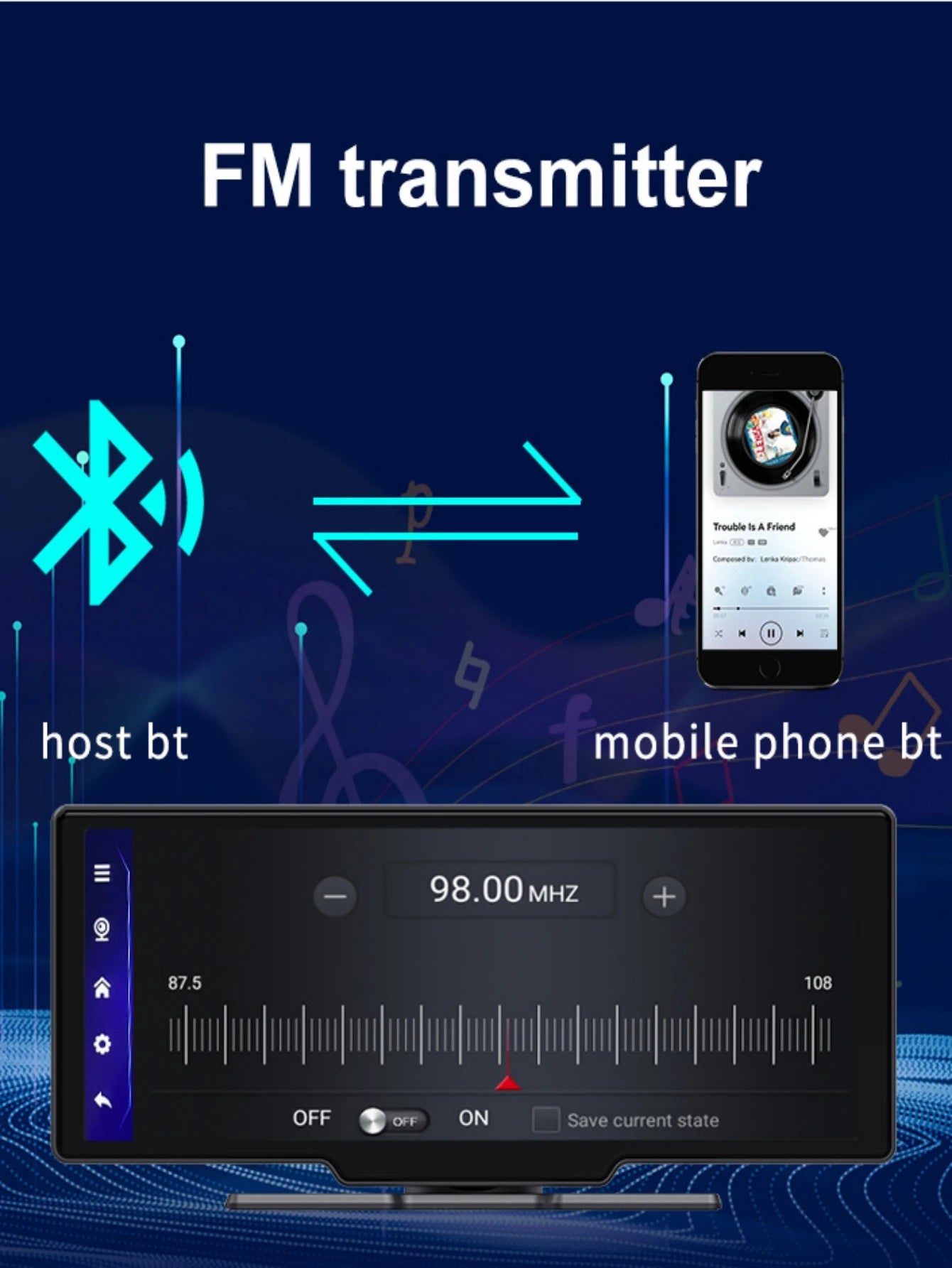 10.26 Inch WIFI Dash Cam Android 13  4+64G 8 Core  WiFi GPS Navigation Car DVR ADAS APP  FM BT Carpaly & Android Auto