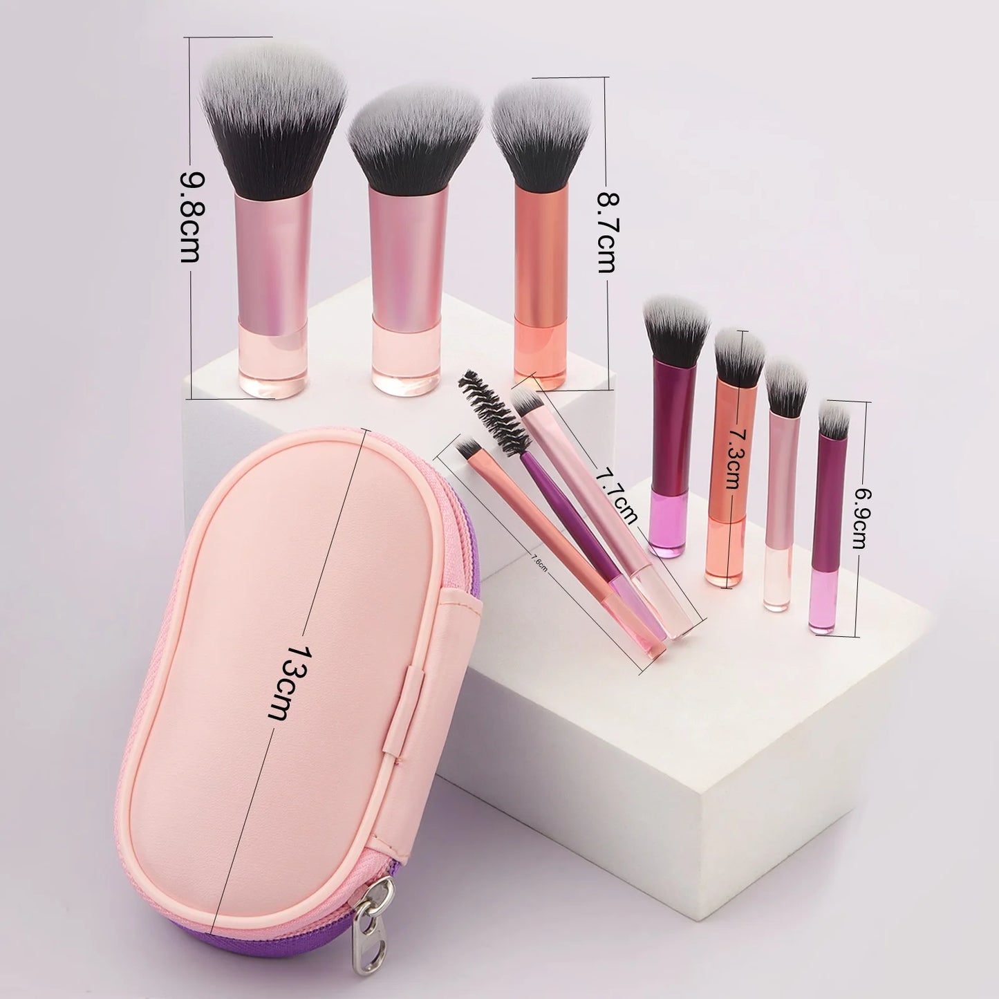 10pcs Makeup Brush Sets,Plastic mini with bag multifunctional Makeup Brush at home or On-the-Go Brush Professional Makeup tool