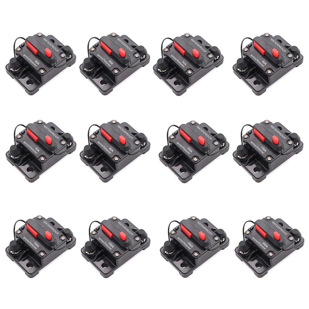 Circuit Breaker Fuse Reset 30A 40A 50A 60A 70A 80A 100A 120A 150A 200A 250A 300A AMP Waterproof Boat Car Circuit Breaker
